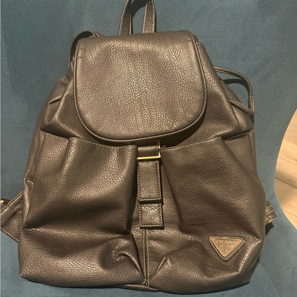 Prada Black Leather Backpack